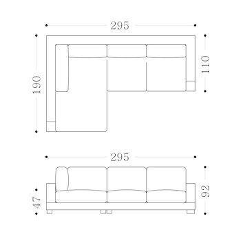 EVA MODULAR - left chaise Technical Drawing